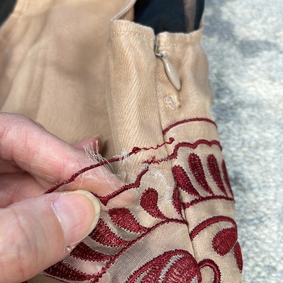 Stella McCartney Bolsena Dress Mini Mesh Overlay Embroidered Black Beige Red 40 - Picture 8 of 16